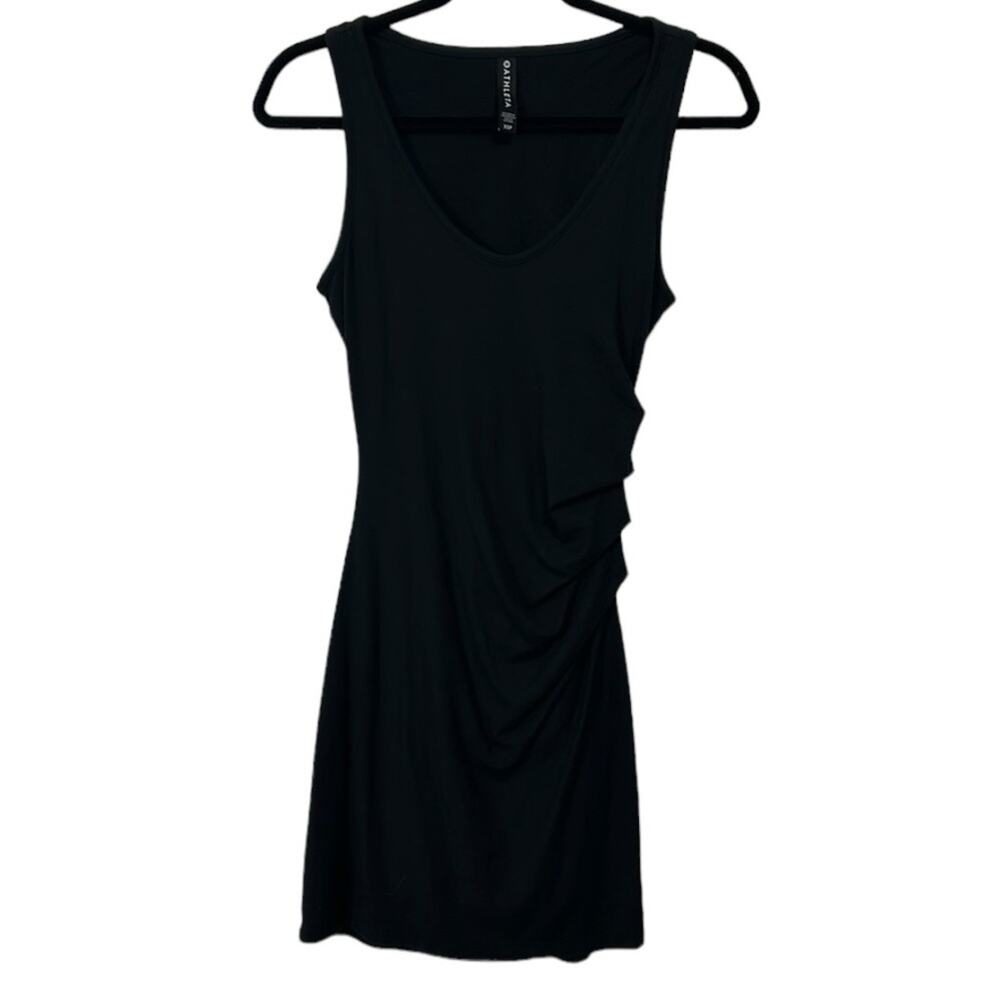 Athleta Black Scoop Neck Ruched Body Con Sleeveless Dress Size XSP